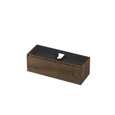 INK - Onderkast 1L met Binnenlade Greeploos Houten Keerlijst Fineer - 1200x450x400 Mm - Chocolate Fineer