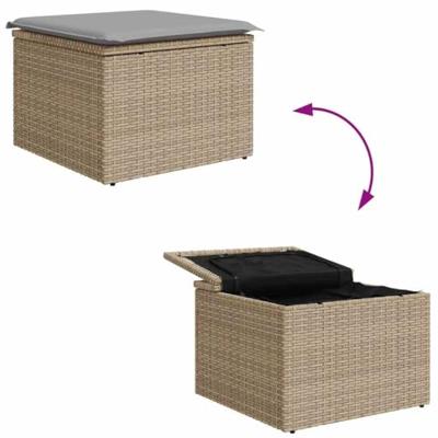 Tuinbankenset met opslag 7 pcs Beige en Licht Grijs poly rattan