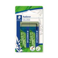 Staedtler gum Eco, olijfgroen, ft 65 x 23 x 13 mm, blister van 2 stuks - thumbnail