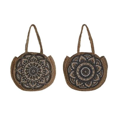 Handtas Dames DKD Home Decor Blauw Zwart Natuurlijk 36 x 12 x 36 cm (2 Stuks)