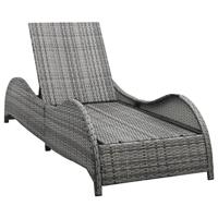 Ligbed met kussen poly rattan antraciet - thumbnail