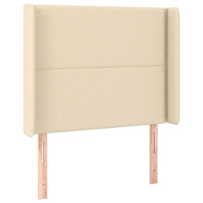 Hoofdbord met randen 183x16x118/128 cm stof crèmekleurig