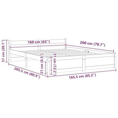Bedframe massief hout wit 160x200 cm - thumbnail