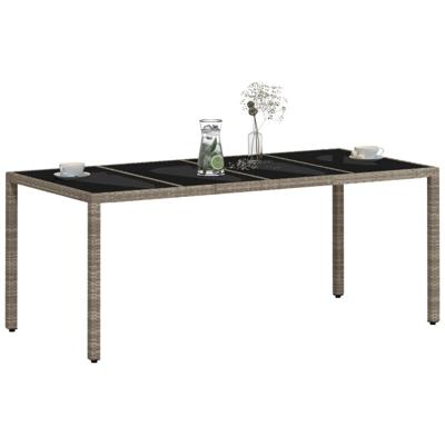 Tuintafel met glazen blad 190x90x75 cm poly rattan lichtgrijs - thumbnail