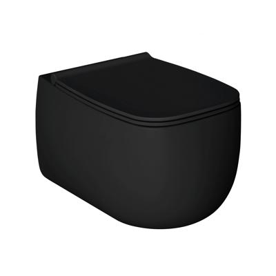 Wandcloset Salenzi Nur 55x35.5x37.5 cm Keramiek Rimless Mat Zwart (excl. zitting)