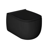 Wandcloset Salenzi Nur 55x35.5x37.5 cm Keramiek Rimless Mat Zwart (excl. zitting) - thumbnail