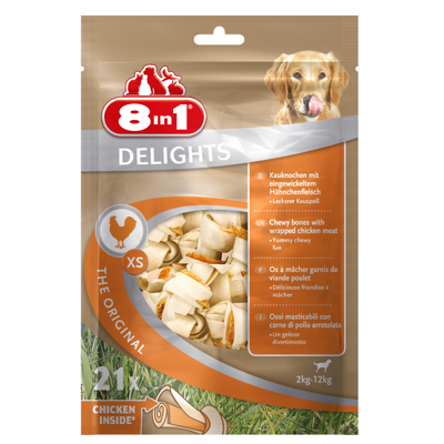 8in1 Delights chicken bones XS hondensnacks 1 x 21 stuks 8in1 Delights chicken bones XS hondensnacks 1 x 21 stuks