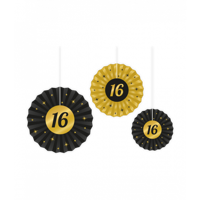 Classy Honeycomb Waaier Set 16 Jaar (3st) - thumbnail