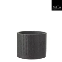 Mica Decorations era ronde pot donkergrijs relief maat in cm: 14,5 x 17,5 - thumbnail
