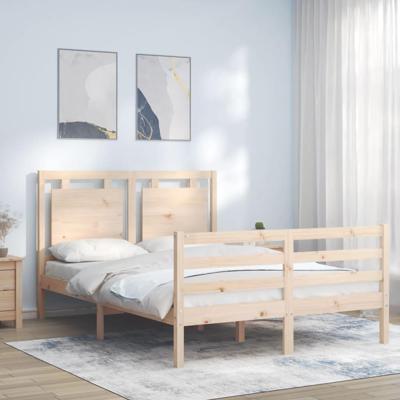 Bedframe met hoofdbord massief hout 140x200 cm