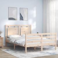 Bedframe met hoofdbord massief hout 140x200 cm - thumbnail