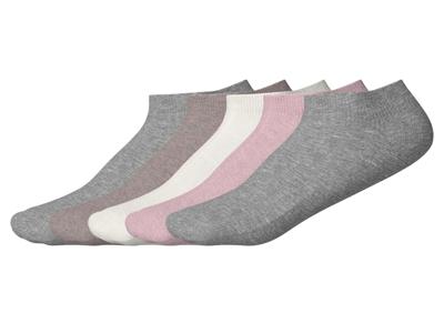 esmara 5 Paar sneakersokken (Wit/lichtroze/grijs, 39-42)