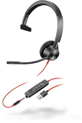 Blackwire 3315-M - USB Headset - mono - op oor - met bekabeling - USB-A, 3,5 mm-stekker - voor Microsoft Teams Blackwire 3315-M - USB Headset - mono - op oor - met bekabeling - USB-A, 3,5 mm-stekker - voor Microsoft Teams