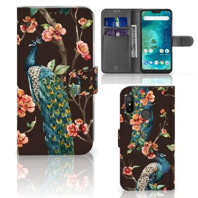 Xiaomi Mi A2 Lite | Telefoonhoesje | Met pasjeshouder | Pauw met Bloemen