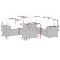 7-delige Loungeset met kussens poly rattan grijs - thumbnail