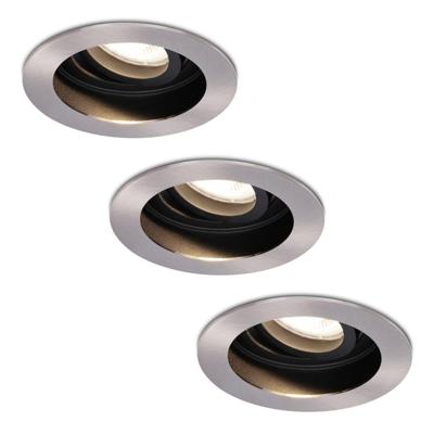 Set van 3 Mesa LED inbouwspots - GU10 4 Watt 345 Lumen - 4000K neutraal wit - Dimbaar - verzonken - Rond - Kantelbaar - IP20 Voor binnen - RVS