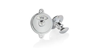 De Oude Deurklink WC Slot glanzend nikkel vrij-bezet plaat draaiknop rond rozet