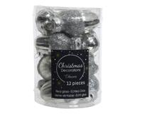 12 Glazen eikels met dop 30 x 40 mm zilver KSD Decoris - Decoris - thumbnail