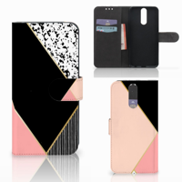 Huawei Mate 10 Lite Book Case Zwart Roze Vormen - thumbnail