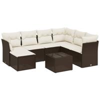 7-delige Loungeset met kussens poly rattan bruin - thumbnail
