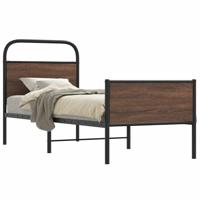Bedframe zonder matras bewerkt hout bruin eikenkleur 75x190 cm - thumbnail