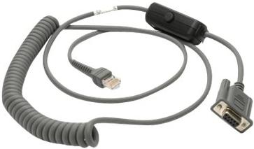 Seriële kabel - DB-9 (V) naar RJ-45 (M) - 2.74 m - opgerold - voor Symbol DS4308, LS1203, LS4278; Zebra DS4208, DS6878, LI2208, LI4278, MT2070, MT2090