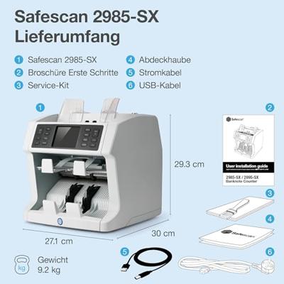 Safescan biljettelmachine 2985-SX, met 7-voudige valsgelddetectie - thumbnail