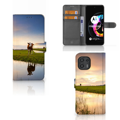 Motorola Edge 20 Lite | Telefoonhoesje | Met pasjeshouder | Koe Motorola Edge 20 Lite | Telefoonhoesje | Met pasjeshouder | Koe