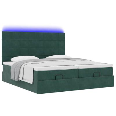 Ottoman bed met matrassen en LED's 200x200cm fluweel
