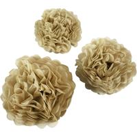 Creativ Company Pompon van papier, d 20+24+30 cm, 16 gr, goud, 3 stuk/ 1 doos - thumbnail