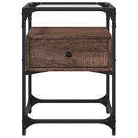 Nachtkastjes 2 st 40x40x55 cm bewerkt hout bruin eikenkleurig - thumbnail