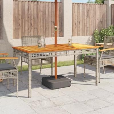 Tuintafel 140x80x75 cm poly rattan en acaciahout grijs