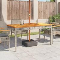 Tuintafel 140x80x75 cm poly rattan en acaciahout grijs - thumbnail
