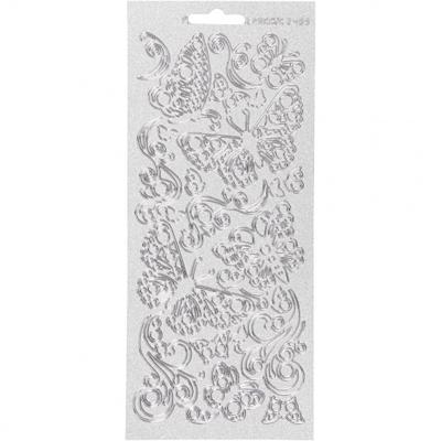 Creativ Company Stickers, vlinders, vel 10x23 cm, zilver, 1 vel