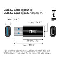 club3D CAC-1525 USB-adapter USB 3.2 Gen1 USB-A stekker, USB-C bus 0 mm Zwart - thumbnail