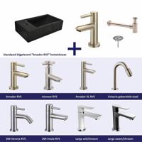 FonteinPack Recto Natuursteen Links 40x22x10 cm RVS (Keuze uit 8 kranen) - thumbnail