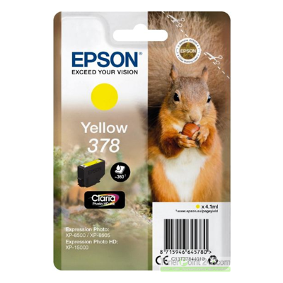 Epson Squirrel Singlepack Yellow 378 Claria Photo HD Ink Epson Squirrel Singlepack Yellow 378 Claria Photo HD Ink