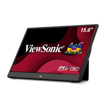 ViewSonic VA1655 40 cm (15,6 inch) draagbare monitor (Full-HD, IPS-paneel, mini-HDMI, 2x USB-C voor Raspberry Pi/Xbox/PS4/PS5, luidspreker), zwart