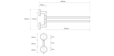 Dubbele Handdoekhouder Sapho X-Steel Draaibaar 42 cm Geborsteld RVS Dubbele Handdoekhouder Sapho X-Steel Draaibaar 42 cm Geborsteld RVS