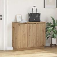 LED Sideboard Artisan Eiken 90 x 32 x 75 cm Bewerkt hout - thumbnail