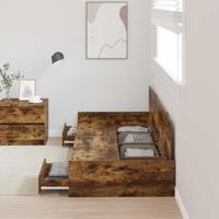 Opbergbedframe met hoofdeinde Oud Hout 90 x 200 cm Bewerkt hout - thumbnail