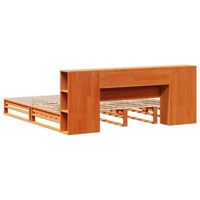 Bed met boekenkast zonder matras hout wasbruin 200x200 cm