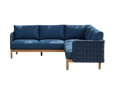 Kolbe corner lounge set navy steel/braided navy/acacia look teak Eurofar - Eurofar