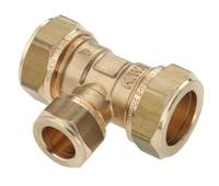 Bonfix knelkoppeling - T-stuk verlopend - 22mm x 15mm x 22mm - Messing - thumbnail