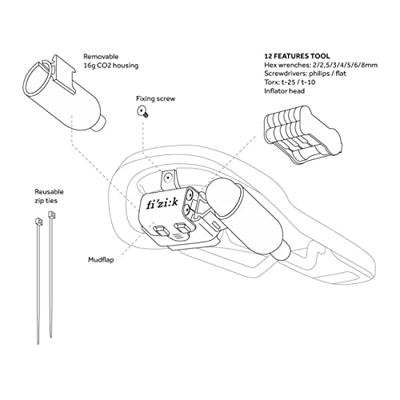 Fizik gravita alpaca x5 saddle + tool carrier