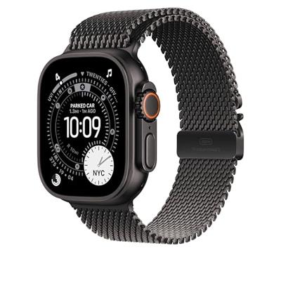 Apple Watch Band - Milanees bandje - 49 mm - Zwart - Medium
