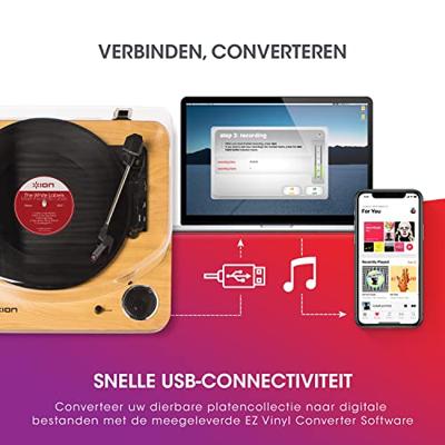 ION Audio 125088215 draaitafel Draaitafel met riemaandrijving Hout Automatisch