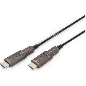 Digitus AK-330127-100-S HDMI-kabel HDMI Aansluitkabel HDMI-A-stekker 10 m Zwart 4K UHD, Afgeschermd (drievoudig), Flexibel, Afscherming totaal, Afgeschermd,