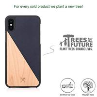 Woodcessories EcoSplit mobiele telefoon behuizingen 14,7 cm (5.8") Hoes Blauw, Esdoornkleur - thumbnail