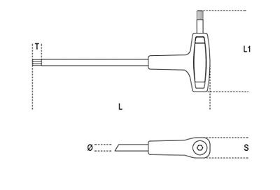 Beta Haakse stiftsleutels voor Torx® schroeven en krachthandgreep 97TTX 09 - 000970709